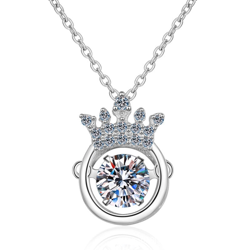 Moissanite Crown Pendant Necklace in 925 Sterling Silver