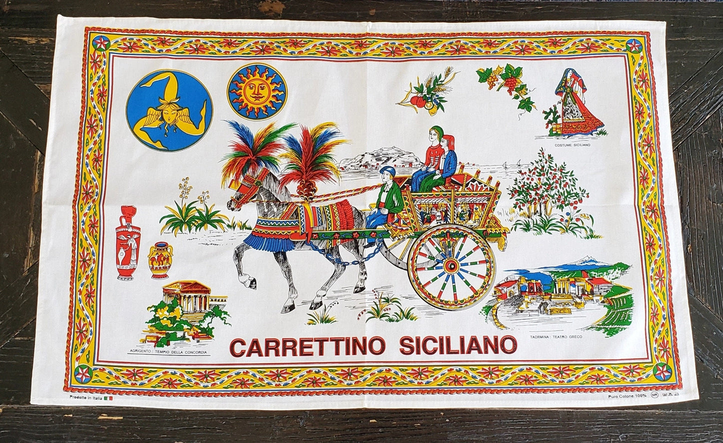 Carrettino Sicilian Cotton Tea Towel Made in Italy