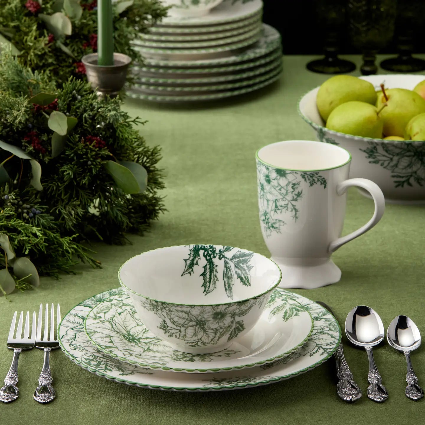 Winter Evergreen All Purpose Bowl 4.75" Set of 6