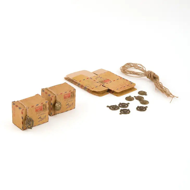 Vintage Inspired Airmail Favor Box Kit - Set of 10