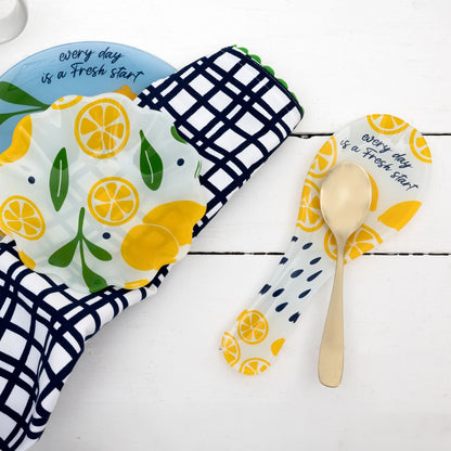 Lemons - 9.25" Glass Spoon Rest