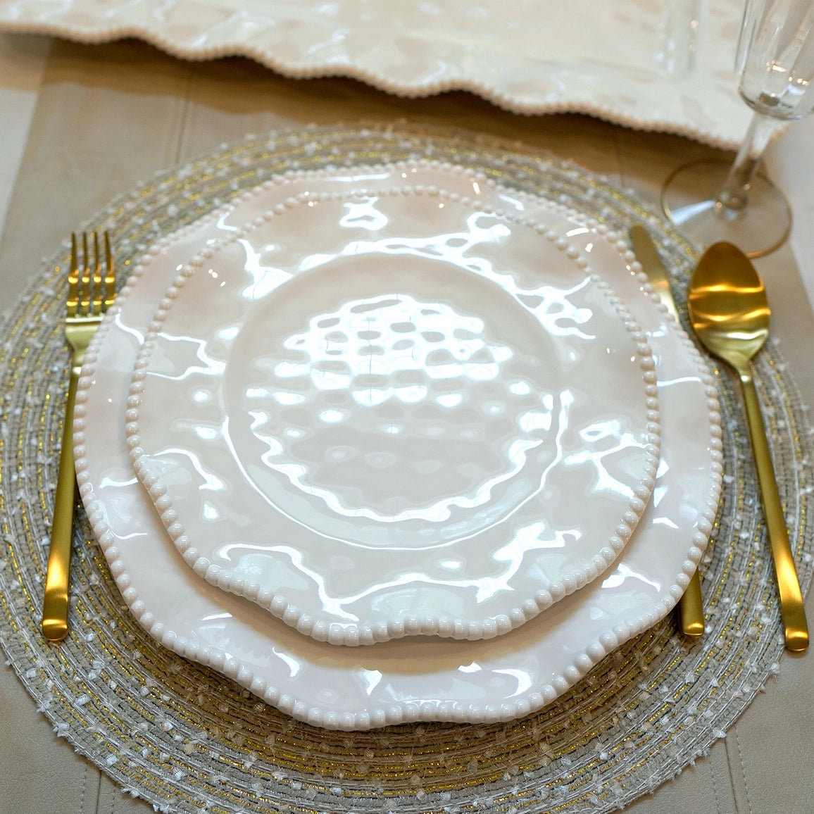 Perlette Cream Melamine Salad Plate 9 in Set of 12
