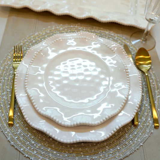 Perlette Cream Melamine Salad Plate 9 in Set of 12
