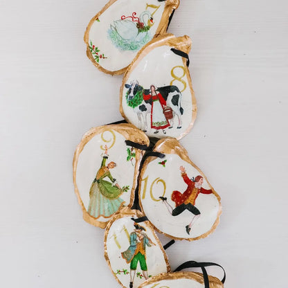 The 12 Days of Christmas Oyster Ornament Set