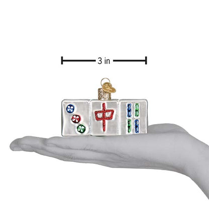 Mahjong Tile Glass Christmas Ornament