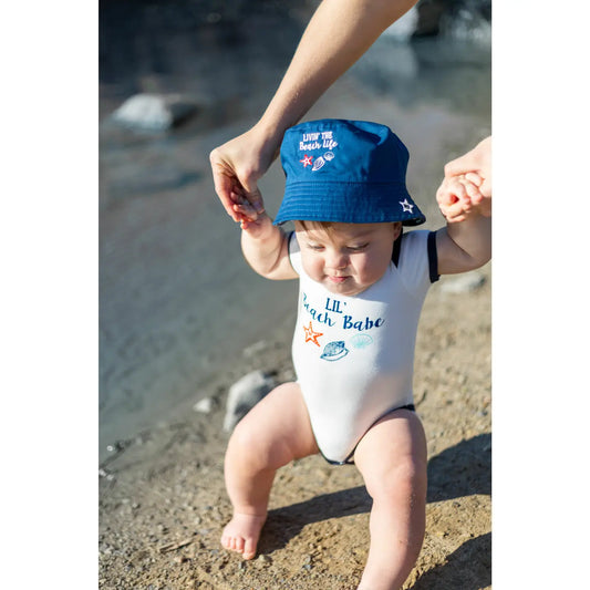 Beach Babe Blue Trimmed Onesie