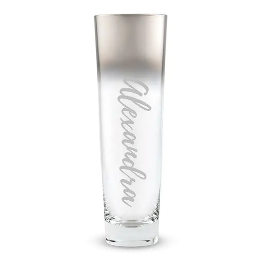Stemless Champagne Flutes Silver Ombre - Calligraphy