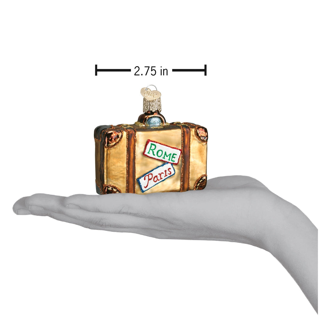 Travel Suitcase Blown Glass Ornament