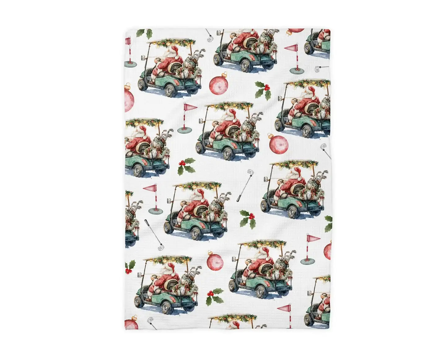 Golf Santa Kitchen Waffle Weave Towel