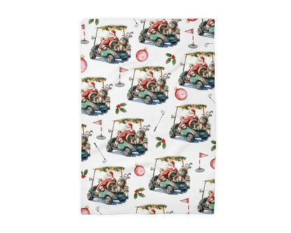 Golf Santa Kitchen Waffle Weave Towel