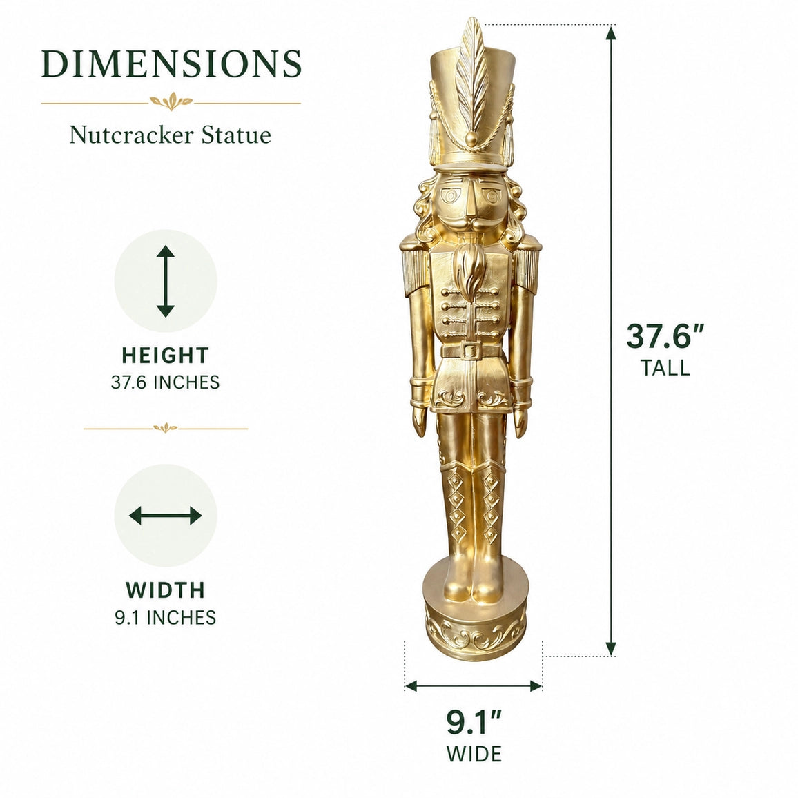 37.6" Gold Christmas Nutcracker Statue — Haute Decor