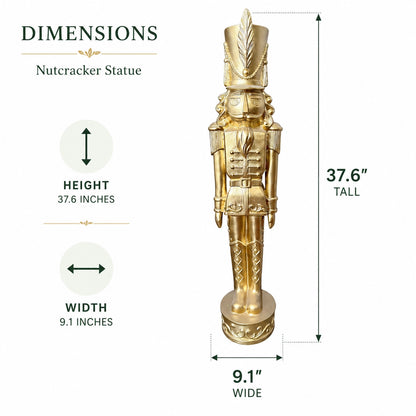 37.6" Gold Christmas Nutcracker Statue — Haute Decor