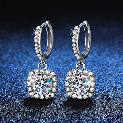 Moissanite Dangle Drop Earrings in 925 Sterling Silver