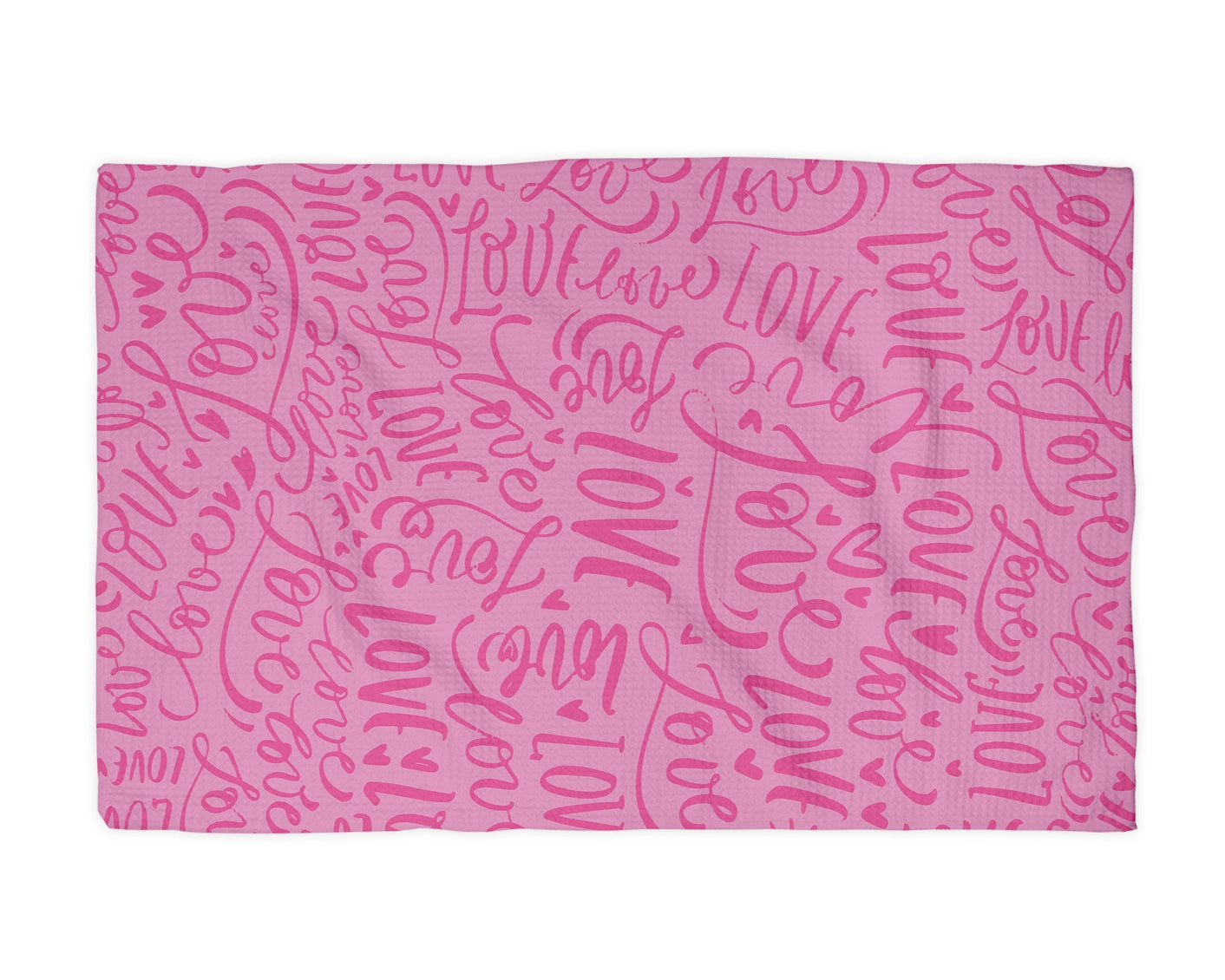 Valentine Love Script Love Kitchen Waffle Towel