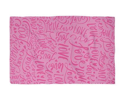Valentine Love Script Love Kitchen Waffle Towel