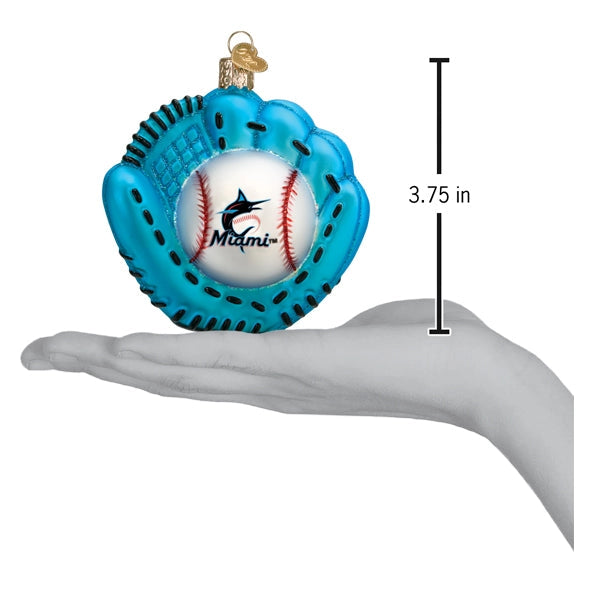 Marlins Baseball Cap Blown Glass Ornament