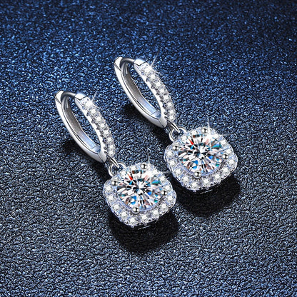 Moissanite Dangle Drop Earrings in 925 Sterling Silver