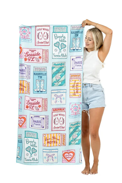 Traveling Matchbook Cover Reversible Beach Towel
