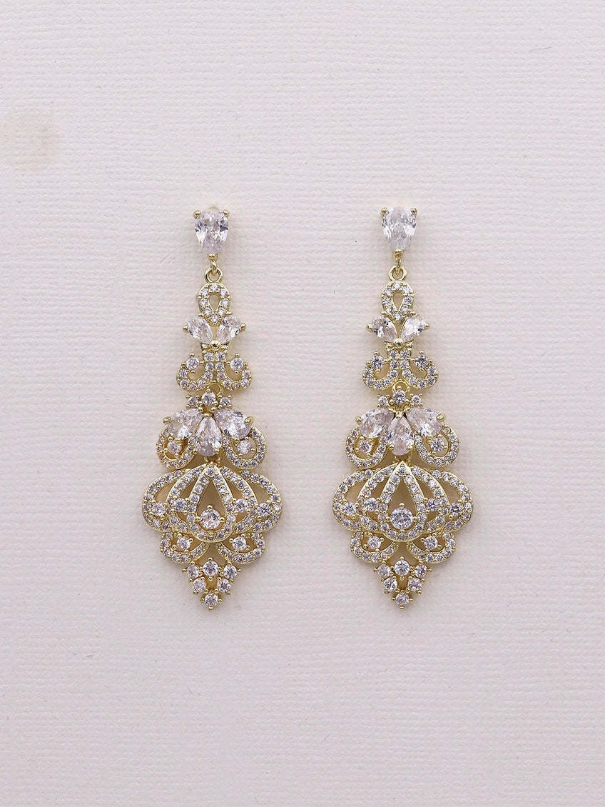 Paisley Chandelier Cz Earrings