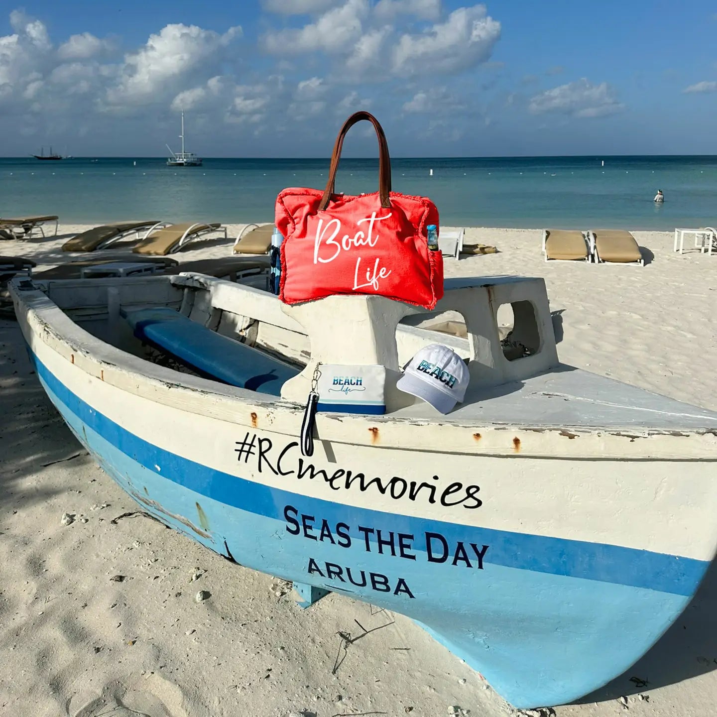 Boat Life Red Canvas Tote