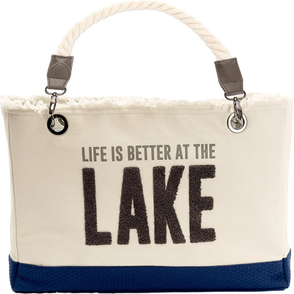 Life is Better at the Lake - 21" X 12" Canvas Tote