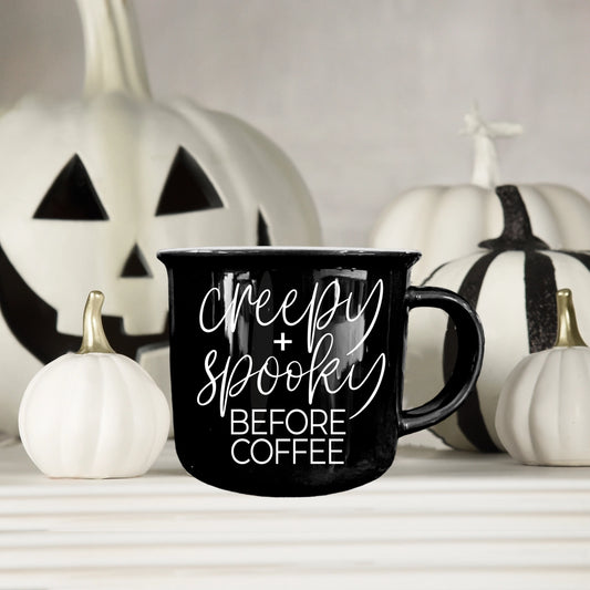 Creepy+Spooky Black Ceramic Mug