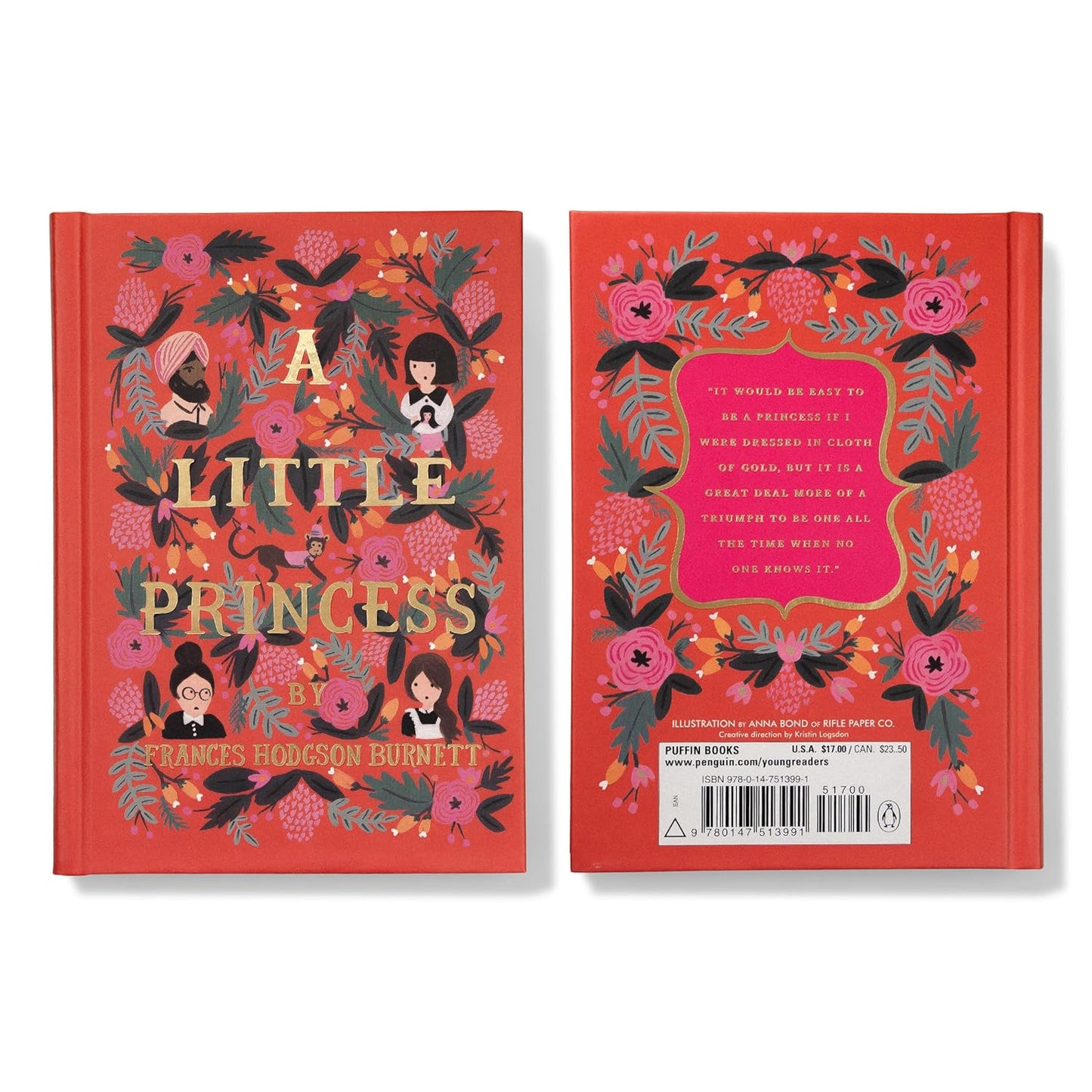 Book cover of 'A Little Princess' with floral design and text.
