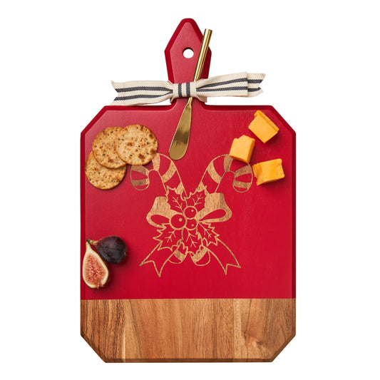 Acacia Cutting Board w/ Gold Spreader - Candy Cane