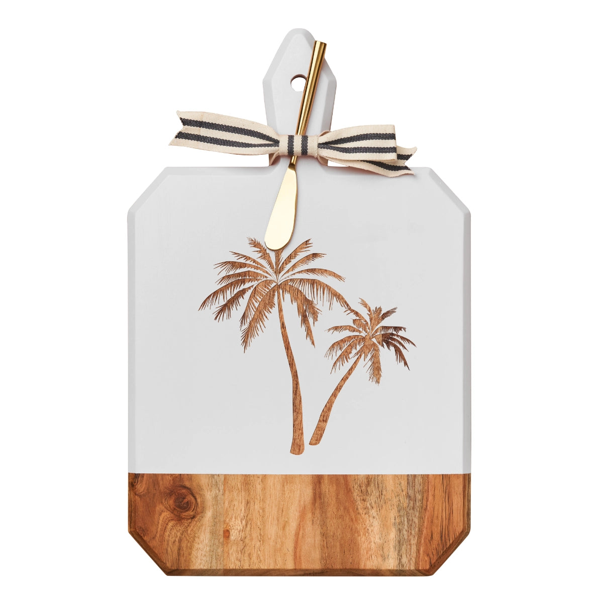 Acacia Cutting Board w/ Gold Spreader - Palm Trees
