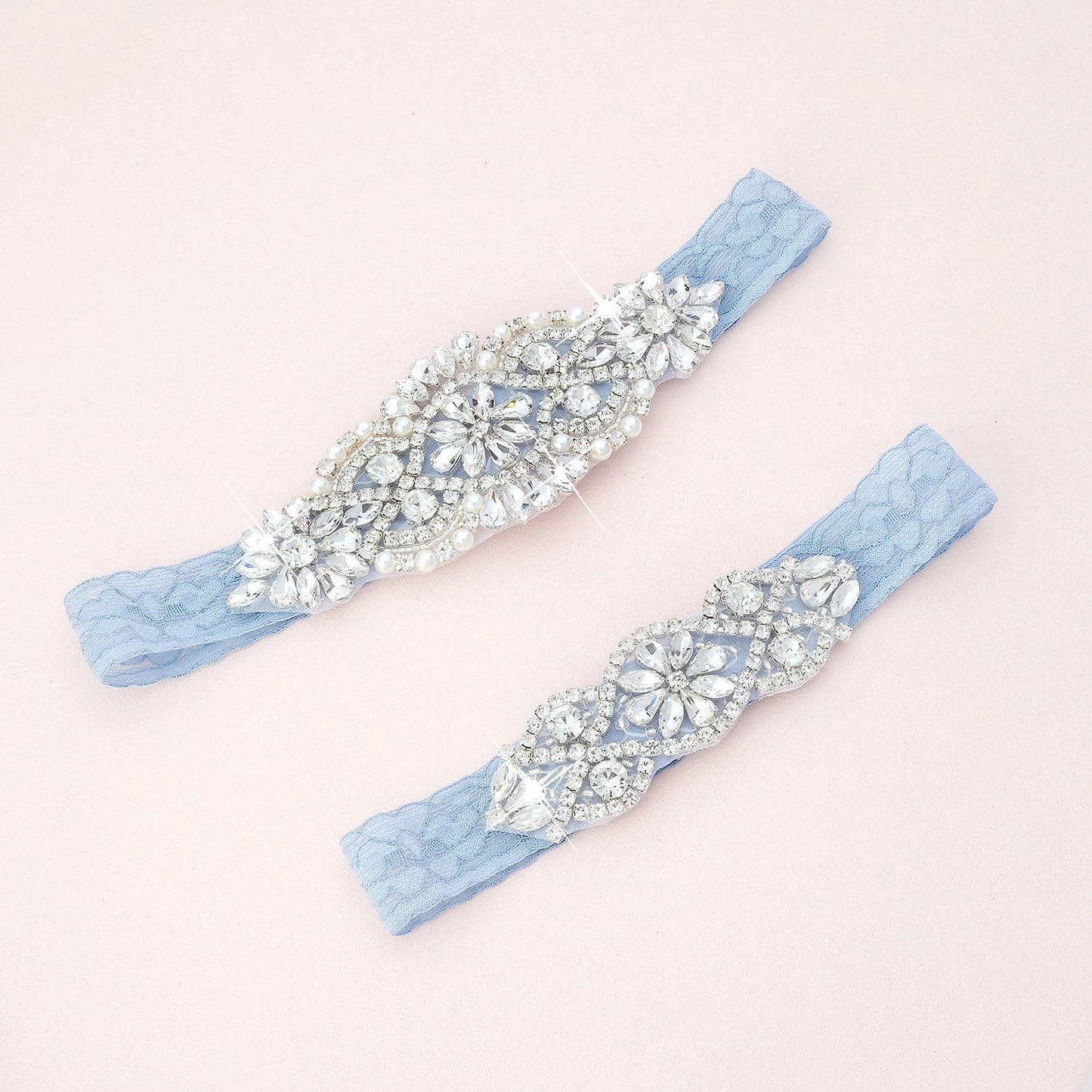 Adelaide Crystal and Lace Garter Set