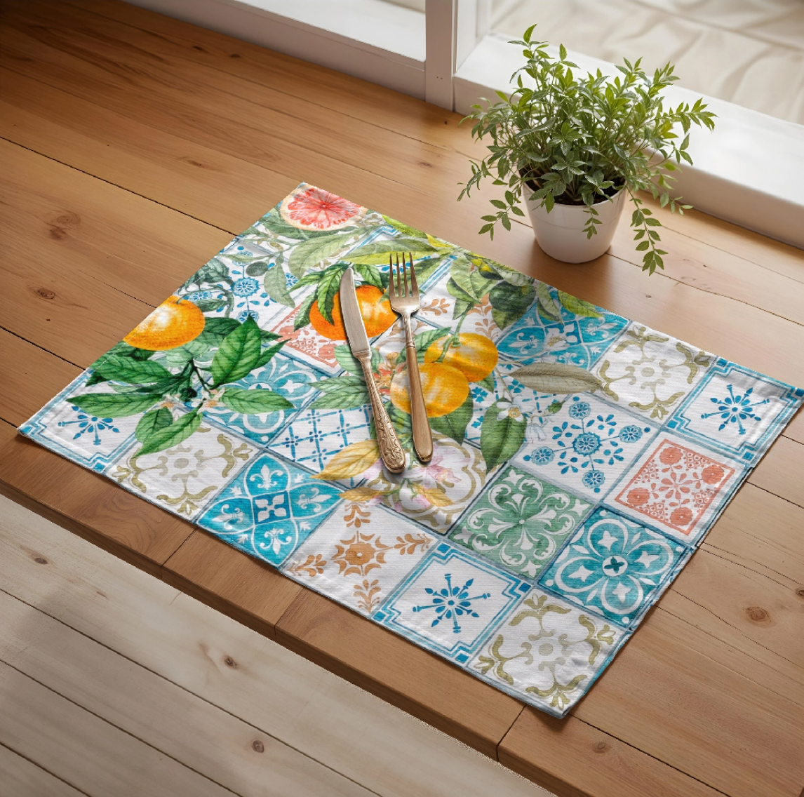 Agrume - Placemats Set of 4 100% Cotton 13" X 19"