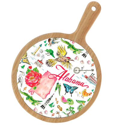 Location Themed Bamboo Cheese Board - Boot Scootin Bamboo & Ceramic Cheese Board Preorder ships March 3