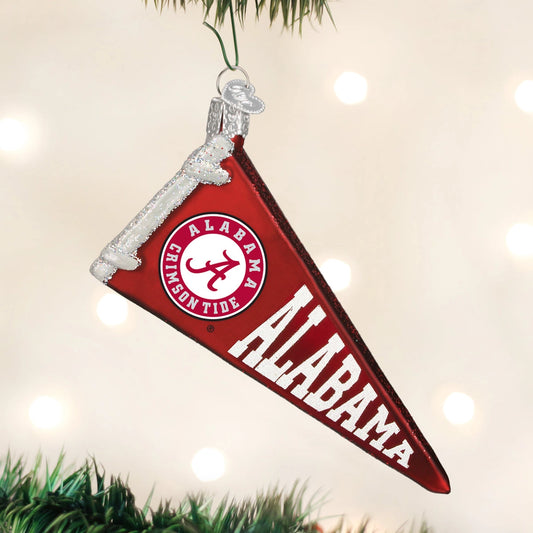 Alabama Pennant Blown Glass Ornament