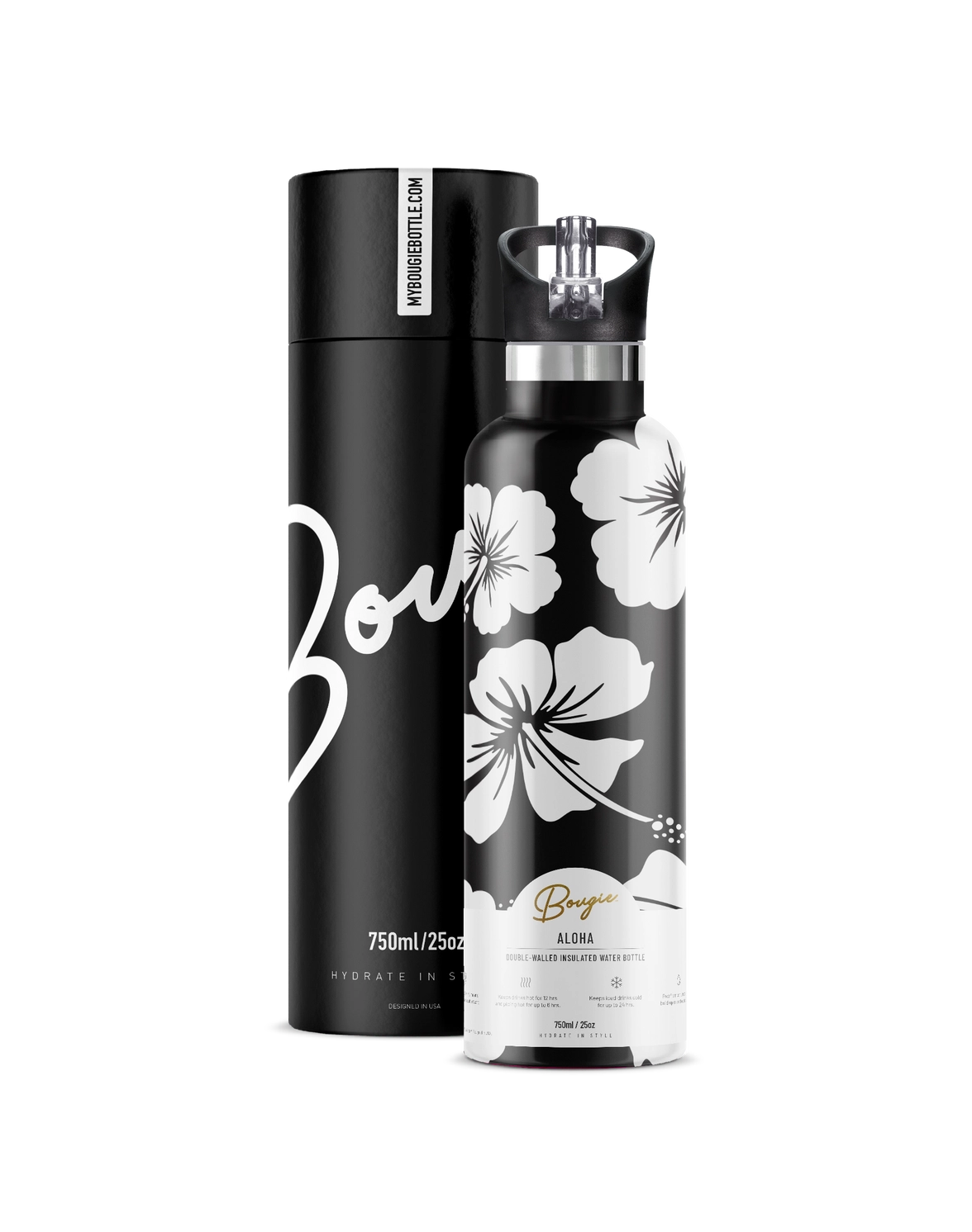 Aloha | 25 oz Insulated Water Bottle Flip' N ' Sip Lid
