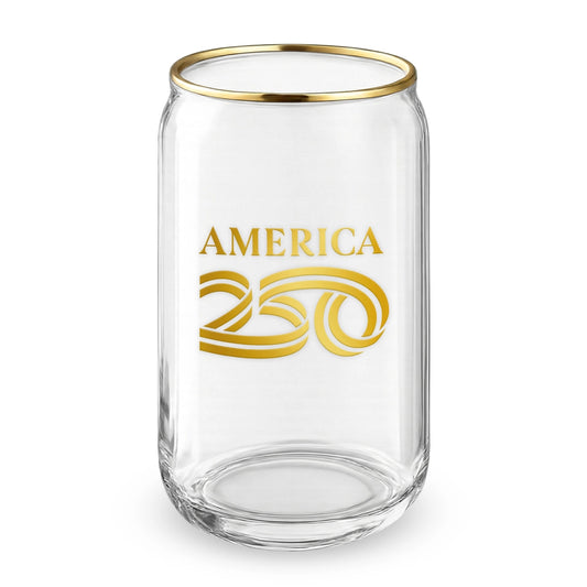 America250™ Gold Rim Beer Can Glass - Officially Licensed