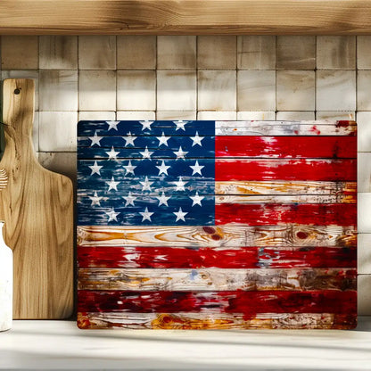 American Flag Tempered Glass Cutting & Serving Board