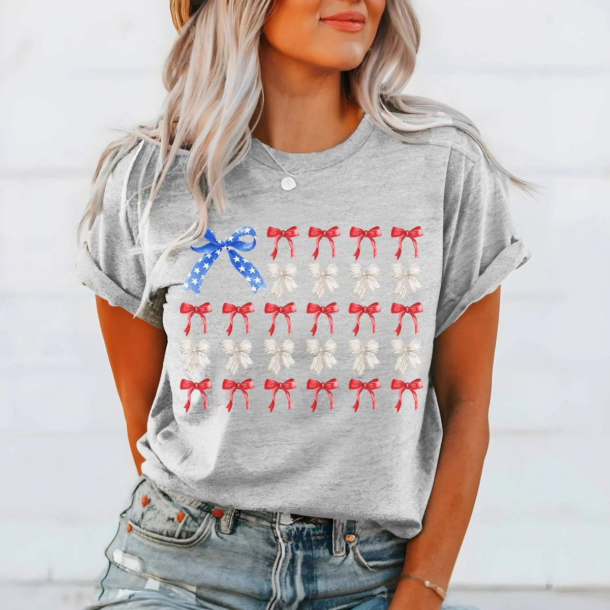 American Flag Bows Graphic T-Shirt