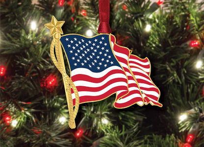 American Flag Brass Ornament