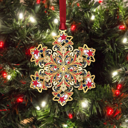 Americana Snowflake Brass Ornament