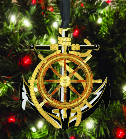 Anchor & Wheel Brass Ornament