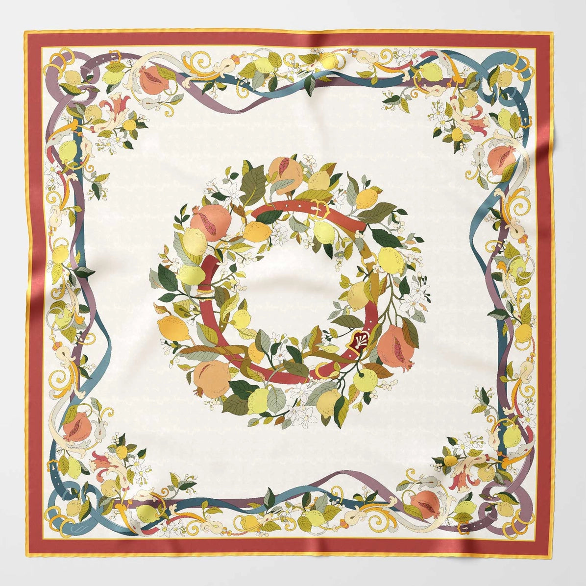 Anthea - Hand Rolled Silk Foulard - Ivory