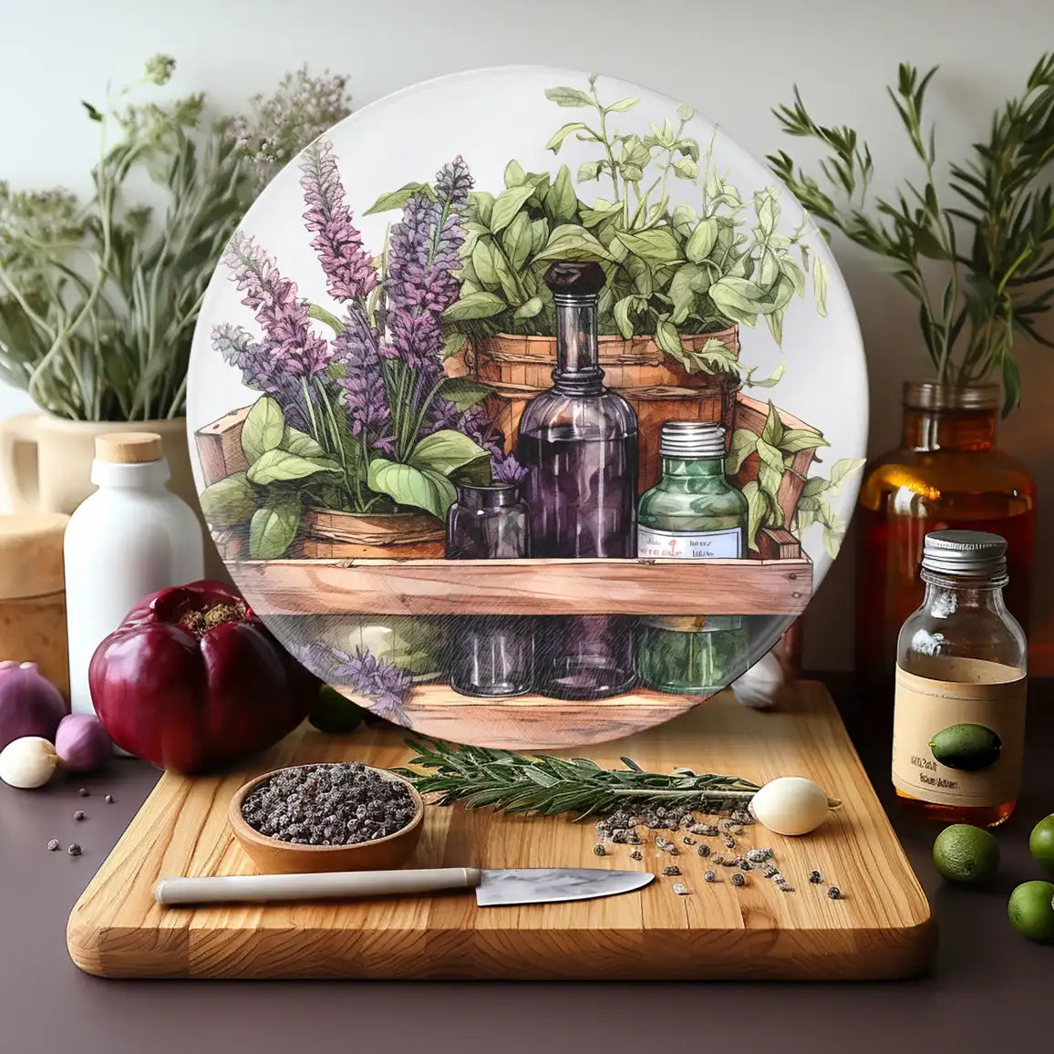 Apothecary Round Tempered Glass Cutting Board