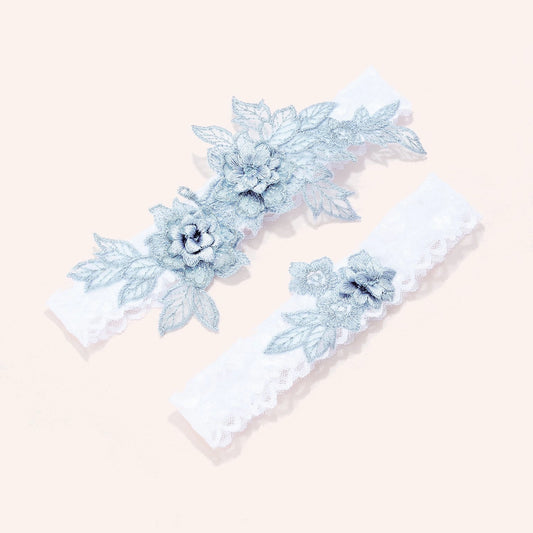 Astrid Floral Lace Garter Set