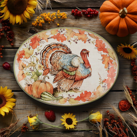 Autumn Harvest Breeze Oval Turkey Platter 16in X 12in