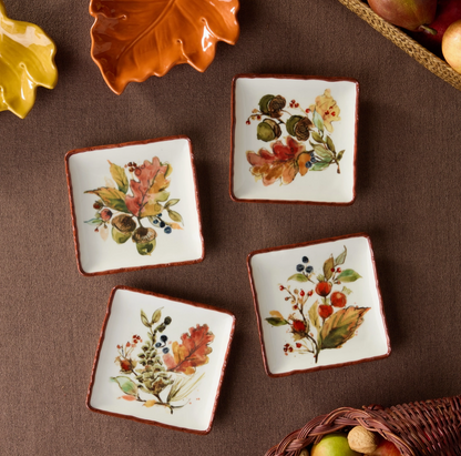 Autumn Meadows Canape Plates, 6" 4 Asst. Set of 4