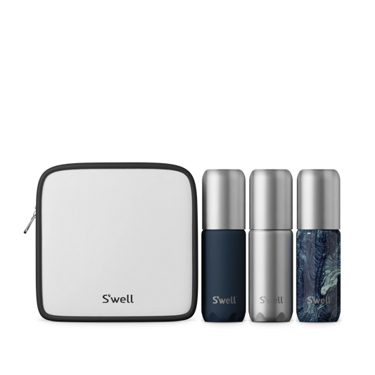 S'well bottle set with a carrying case on a white background