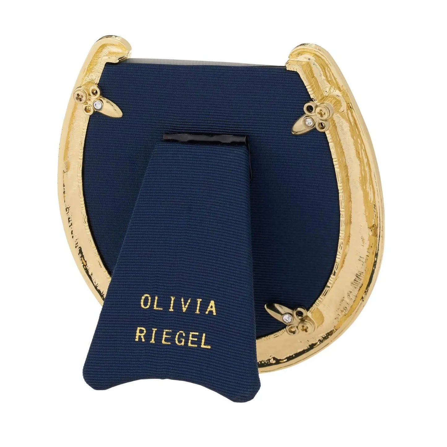 Horseshoe Frame with Capri Blue Stones, Gold