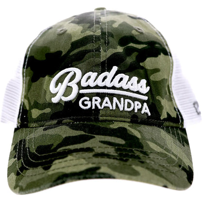 Badass Grandpa - Green Camo Adjustable Mesh Hat