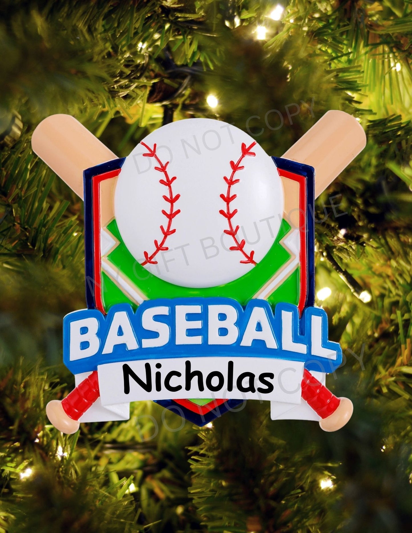 Baseball Shield Personalized Ornament