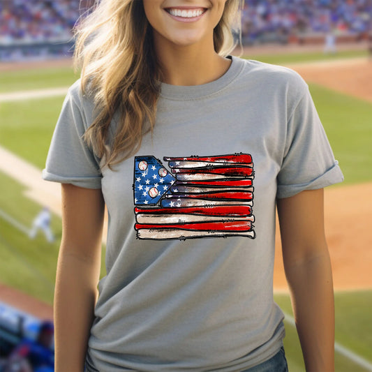 Bats and Baseballs Flag Women's Shirt